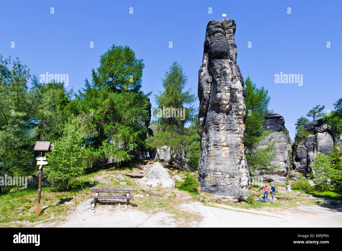 Tiské stěny, Labské pískovce, narodni park Ceske Svycarsko, Ceska republika / della Svizzera boema, Tisa città rocciose, pareti Tyssa, Boemia settentrionale, Czec Foto Stock