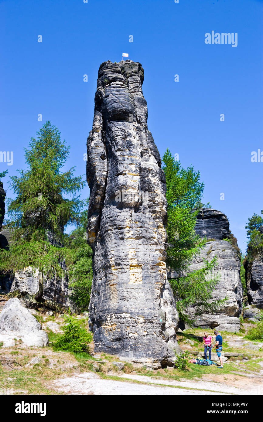 Tiské stěny, Labské pískovce, narodni park Ceske Svycarsko, Ceska republika / della Svizzera boema, Tisa città rocciose, pareti Tyssa, Boemia settentrionale, Czec Foto Stock