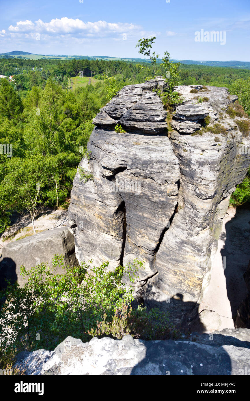 Tiské stěny, Labské pískovce, narodni park Ceske Svycarsko, Ceska republika / della Svizzera boema, Tisa città rocciose, pareti Tyssa, Boemia settentrionale, Czec Foto Stock