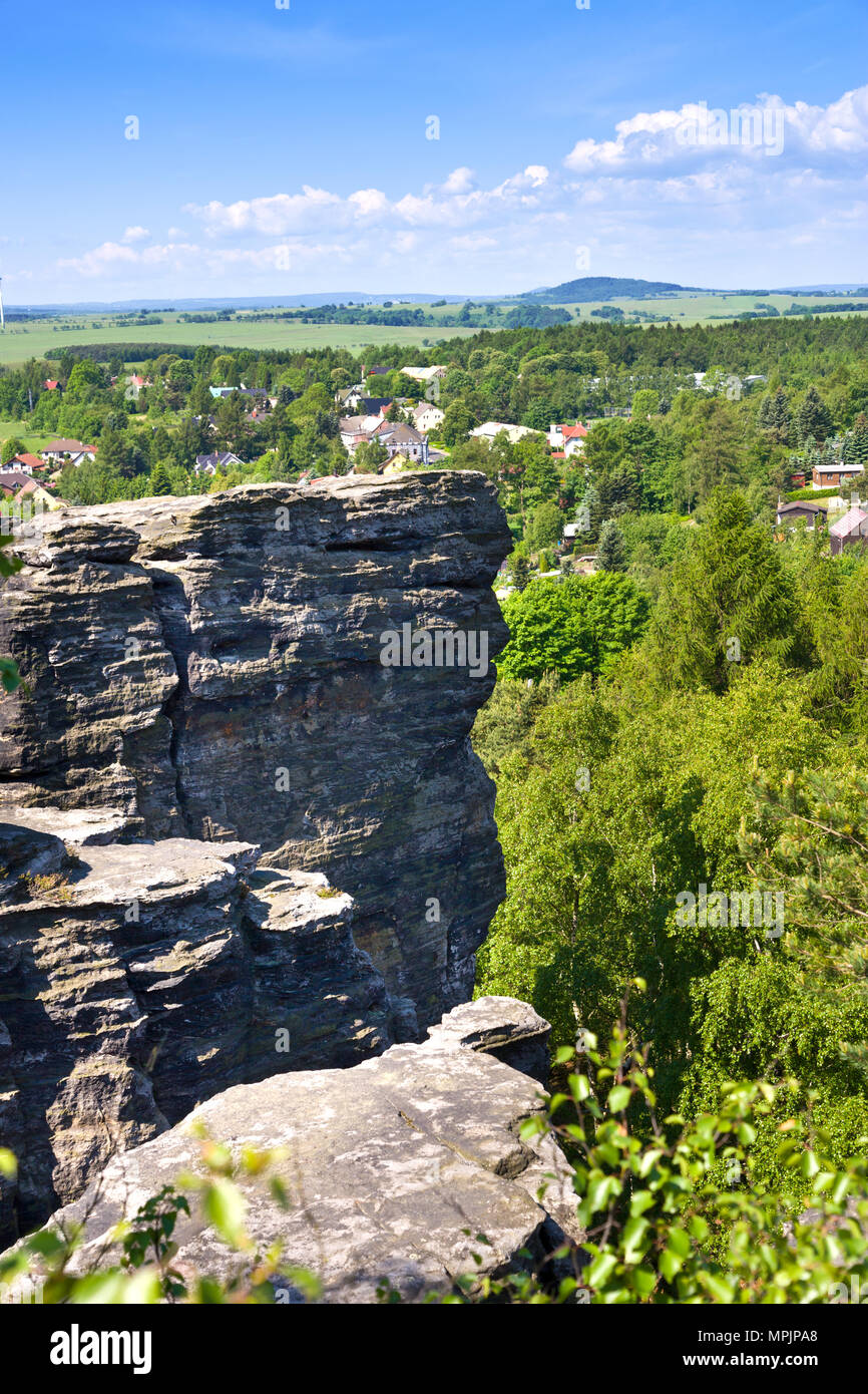 Tiské stěny, Labské pískovce, narodni park Ceske Svycarsko, Ceska republika / della Svizzera boema, Tisa città rocciose, pareti Tyssa, Boemia settentrionale, Czec Foto Stock