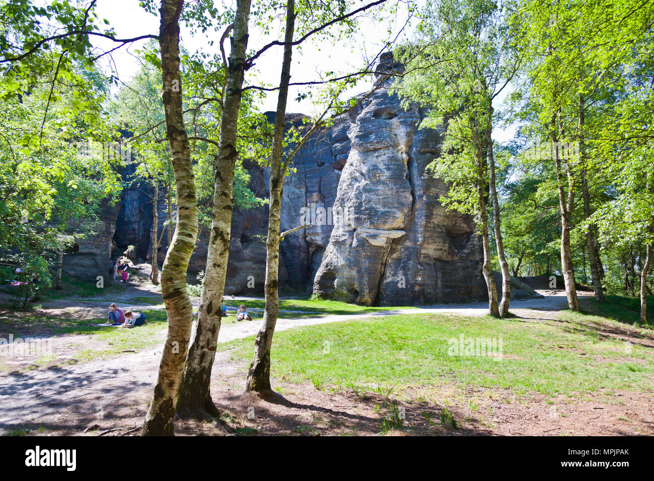 Tiské stěny, Labské pískovce, narodni park Ceske Svycarsko, Ceska republika / della Svizzera boema, Tisa città rocciose, pareti Tyssa, Boemia settentrionale, Czec Foto Stock