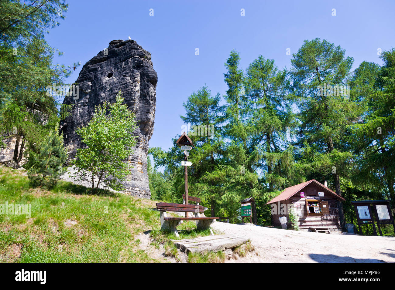 Tiské stěny, Labské pískovce, narodni park Ceske Svycarsko, Ceska republika / della Svizzera boema, Tisa città rocciose, pareti Tyssa, Boemia settentrionale, Czec Foto Stock
