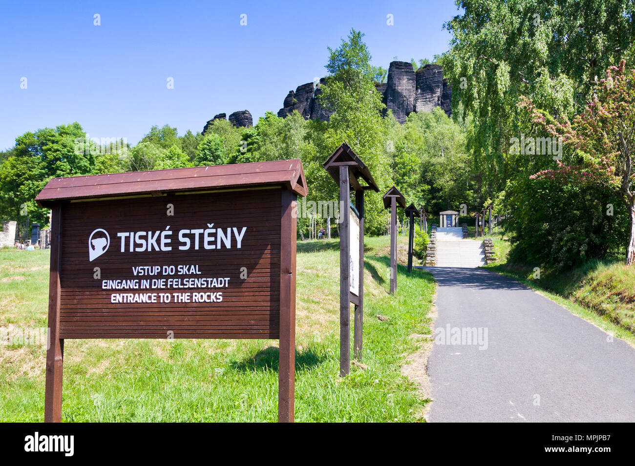 Tiské stěny, Labské pískovce, narodni park Ceske Svycarsko, Ceska republika / della Svizzera boema, Tisa città rocciose, pareti Tyssa, Boemia settentrionale, Czec Foto Stock