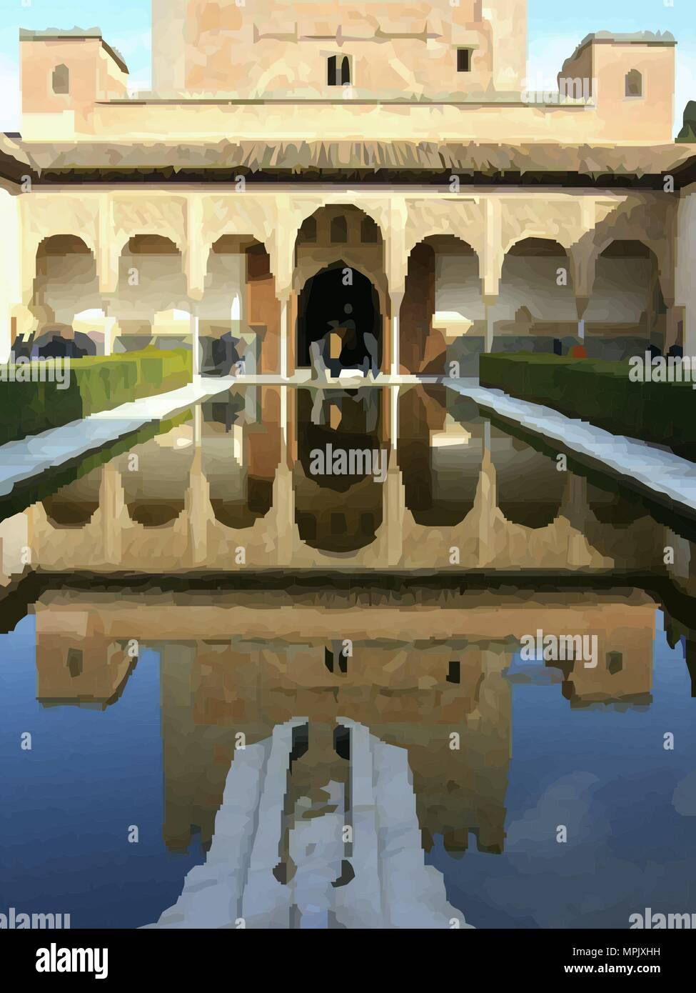 L' Alhambra Palace, Granada, Andalusia, Spagna. Illustrazione Vettoriale