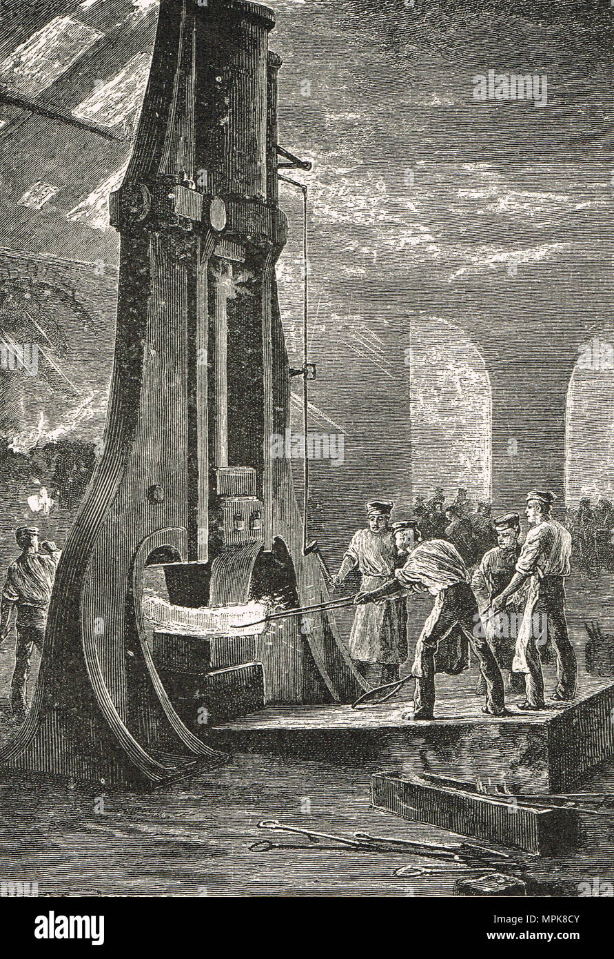 Un martello di vapore al lavoro del XIX secolo Foto Stock