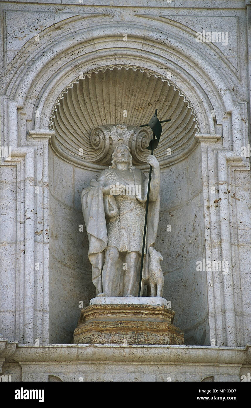 Giovanni il Battista. Egli era un ebreo predicatore itinerante all'inizio del I secolo d.c. La scultura. Chiesa di San Giovanni Battista, 1777. Chiva, provincia di Valencia, Spagna. Foto Stock