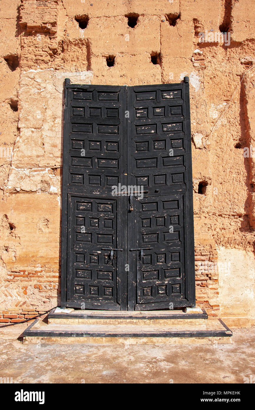Porta di ingresso del Palazzo El Badi a Marrakech, Marocco Foto Stock