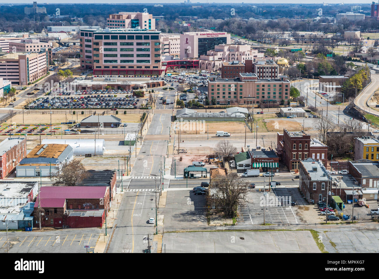 Vista aerea del centro di Memphis, Tennessee Foto Stock