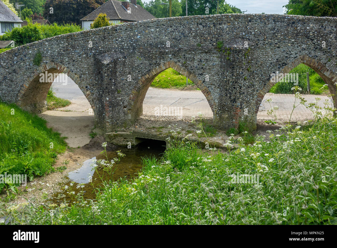 Inghilterra, Suffolk, Moulton, Packhorse bridge Foto Stock