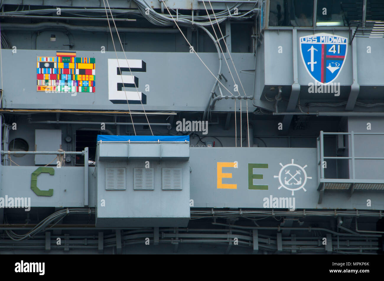 USS Midway, Tonno Harbour Park, San Diego, California Foto Stock