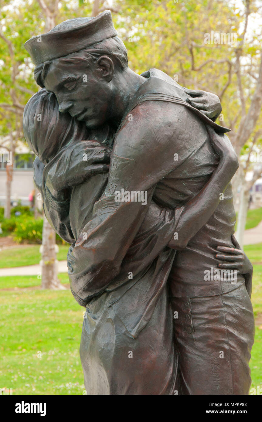 Homecoming bronzo, Tonno Harbour Park, San Diego, California Foto Stock