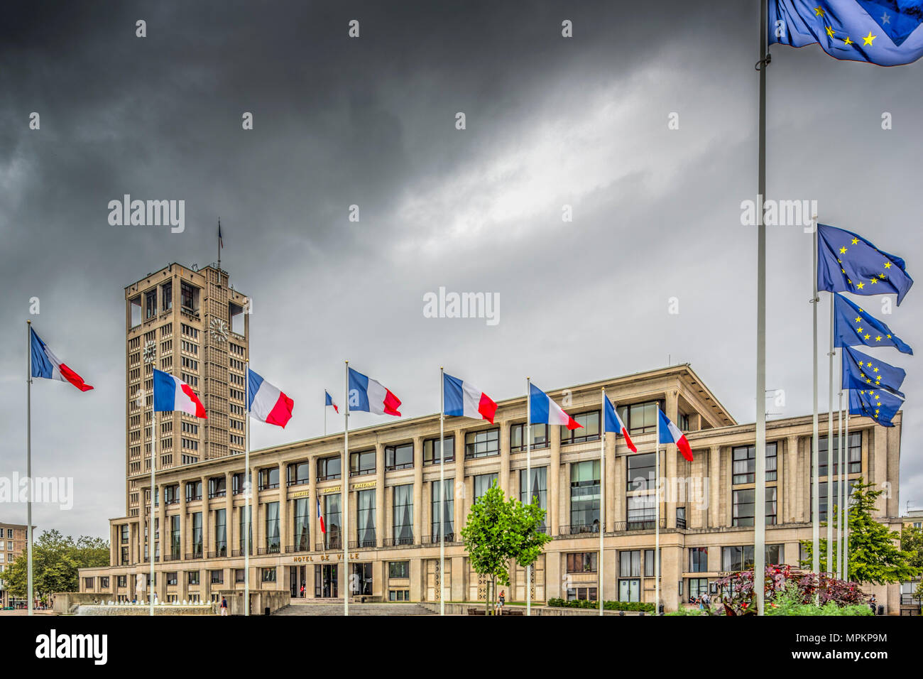 Hotel de Ville (municipio), Le Havre, Francia. Foto Stock