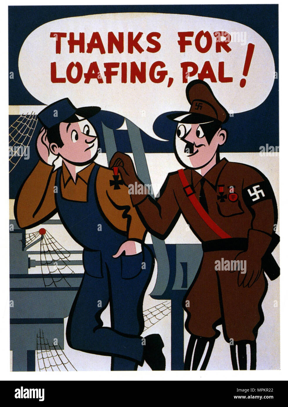 Stati Uniti durante la Seconda Guerra Mondiale la propaganda Vintage Poster - oziare al lavoro, 1942 Foto Stock