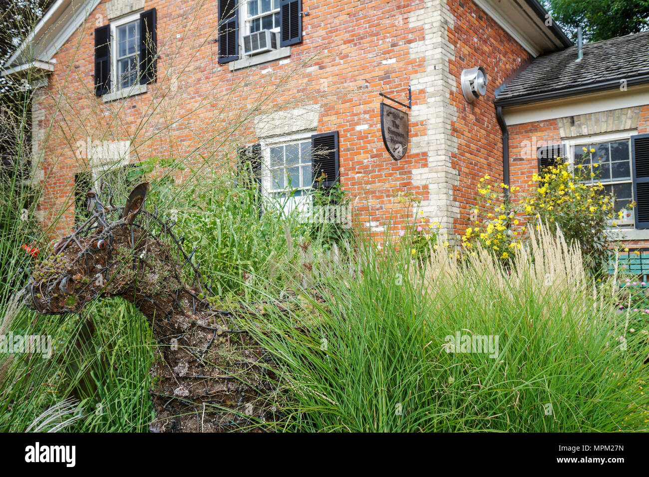 Toronto Canada, Riverdale Farm, fattoria urbana, allevamento di animali, attrazione gratuita, vita rurale, Simpson House, casa colonica in stile vittoriano, restauro, giardino, metallo Foto Stock