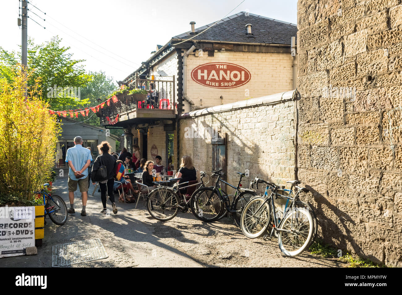 Il Hanoi Bike Shop, Ruthven Lane, West End di Glasgow, Scotland, Regno Unito Foto Stock