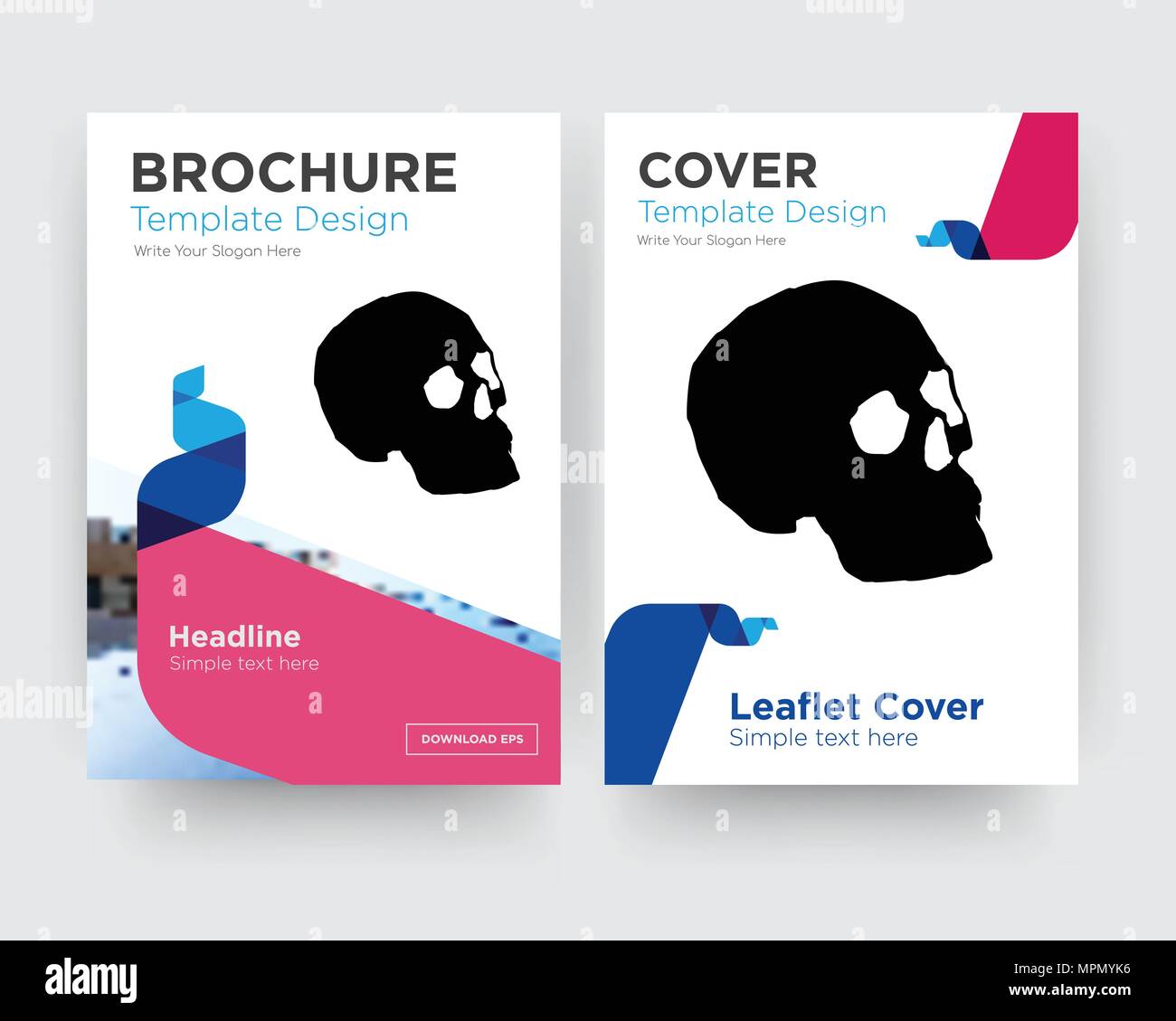 Semplice cranio brochure flyer design modello astratto con sfondo fotografico, tendenza minimalista business corporate roll up o relazione annuale Illustrazione Vettoriale