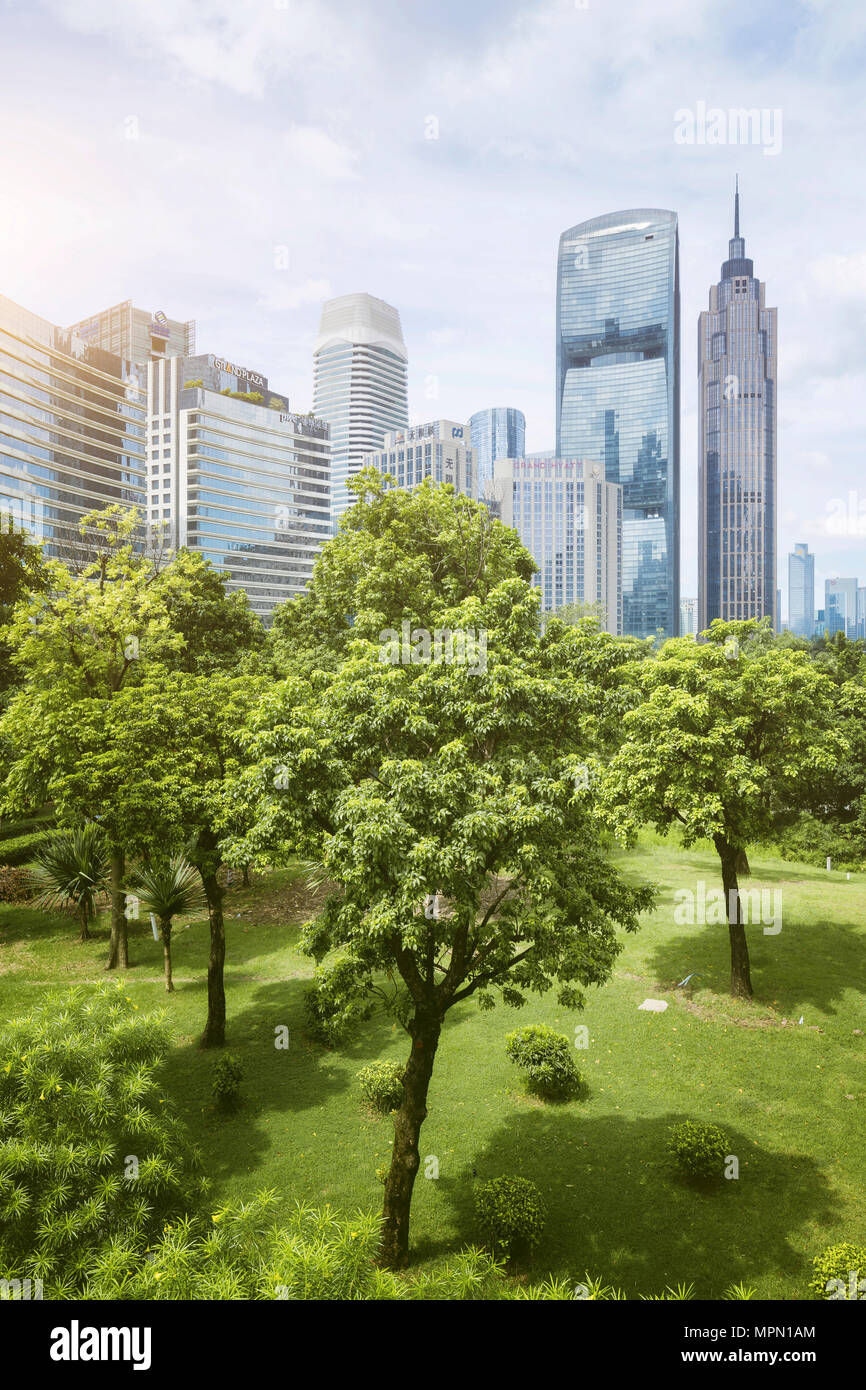 Cina, Guangzhou, il paesaggio urbano e il parco cittadino Foto Stock