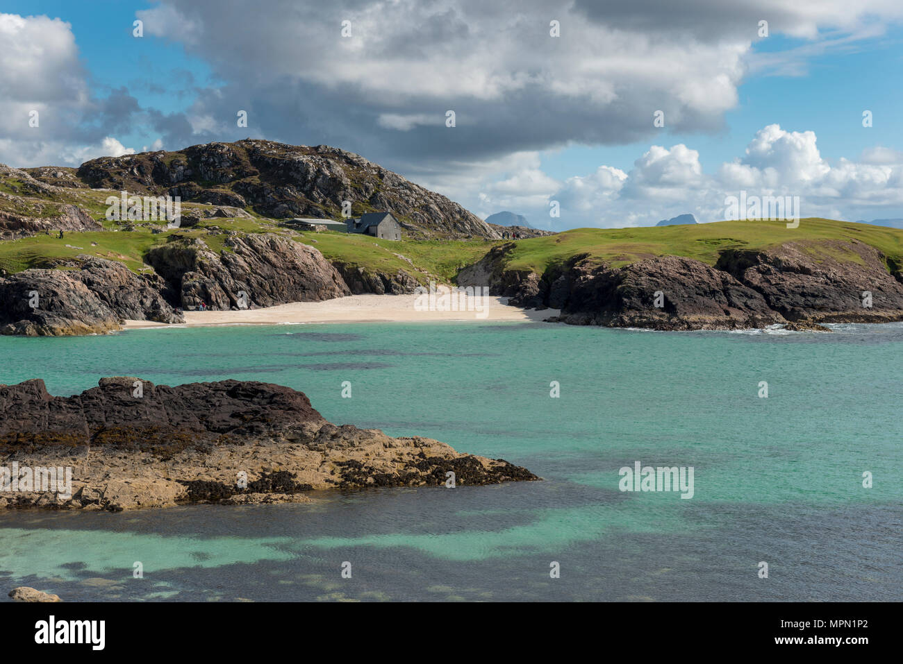 Regno Unito, Scozia, Sutherland, Assynt, Clachtoll, Spiaggia di Baia Clachtoll Foto Stock