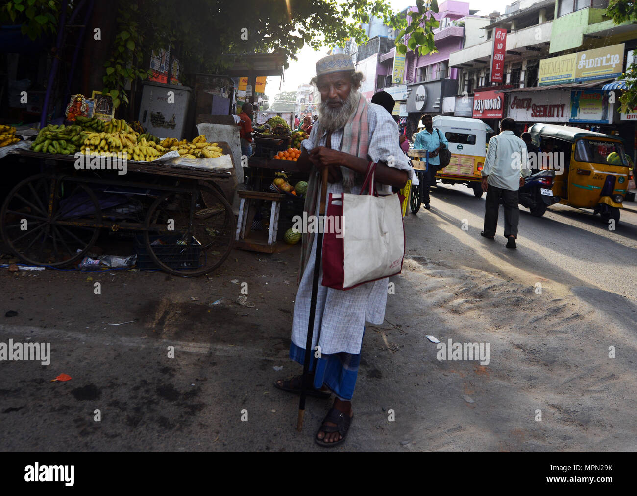Mercati colorati scene in Chennai, India. Foto Stock