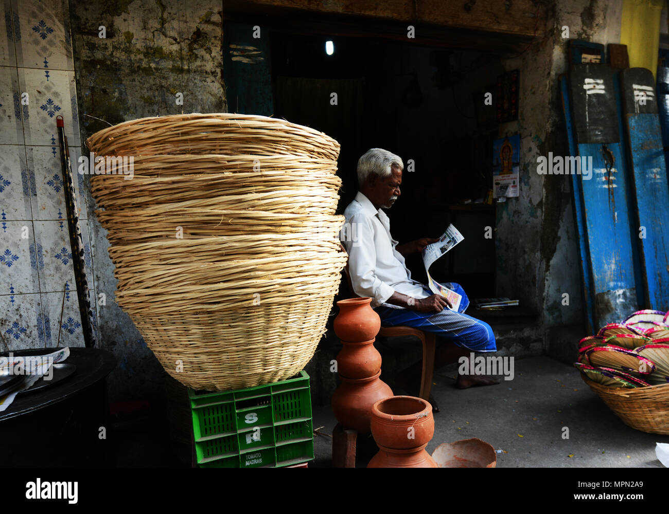 Mercati colorati scene in Chennai, India. Foto Stock
