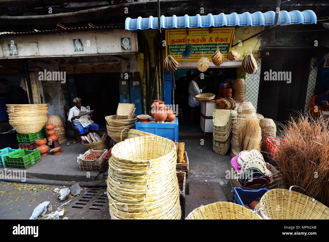 Mercati colorati scene in Chennai, India. Foto Stock