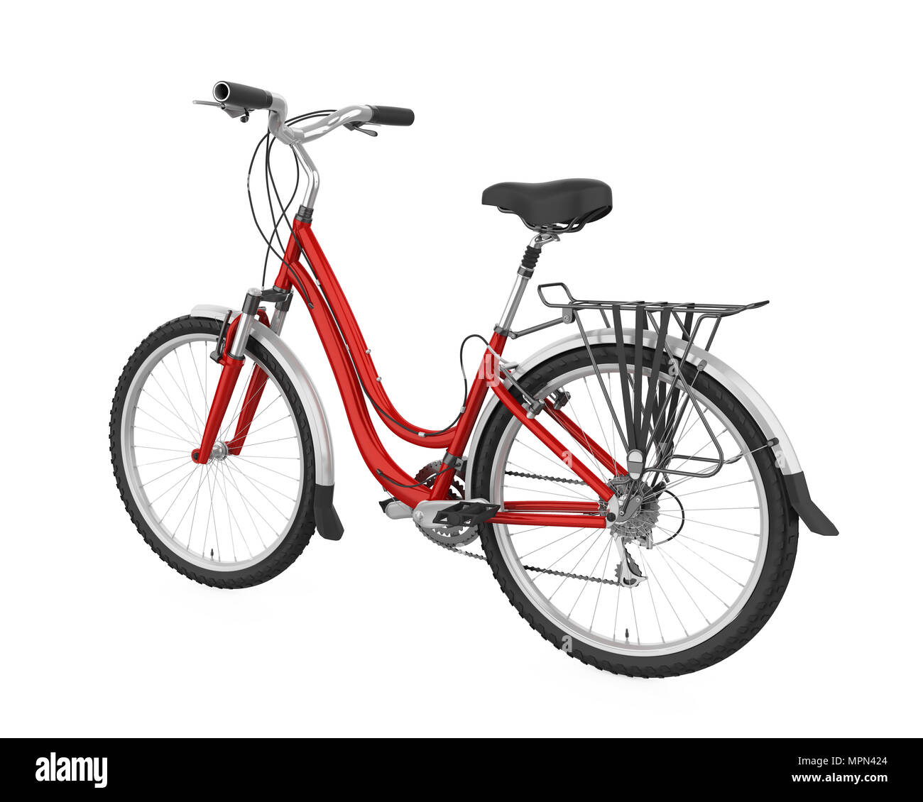 Rosso isolato di bicicletta Foto Stock