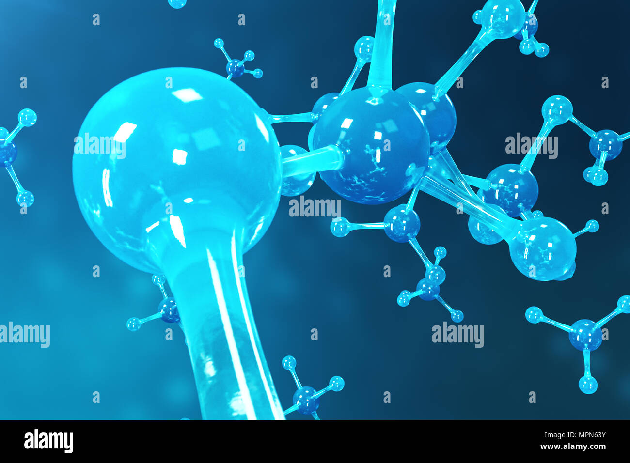 3D rendering molecole. Atomi bacgkround. Medico di fondo per banner o flyer. Struttura molecolare a livello atomico Foto Stock