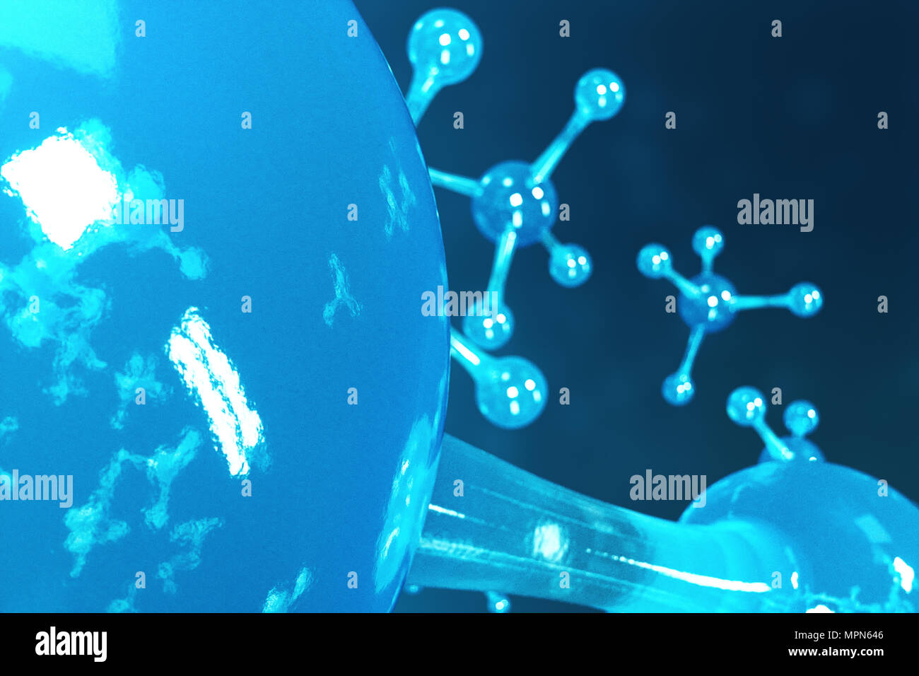 3D rendering molecole. Atomi bacgkround. Medico di fondo per banner o flyer. Struttura molecolare a livello atomico Foto Stock