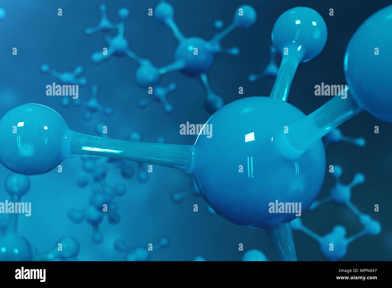 3D rendering molecole. Atomi bacgkround. Medico di fondo per banner o flyer. Struttura molecolare a livello atomico Foto Stock