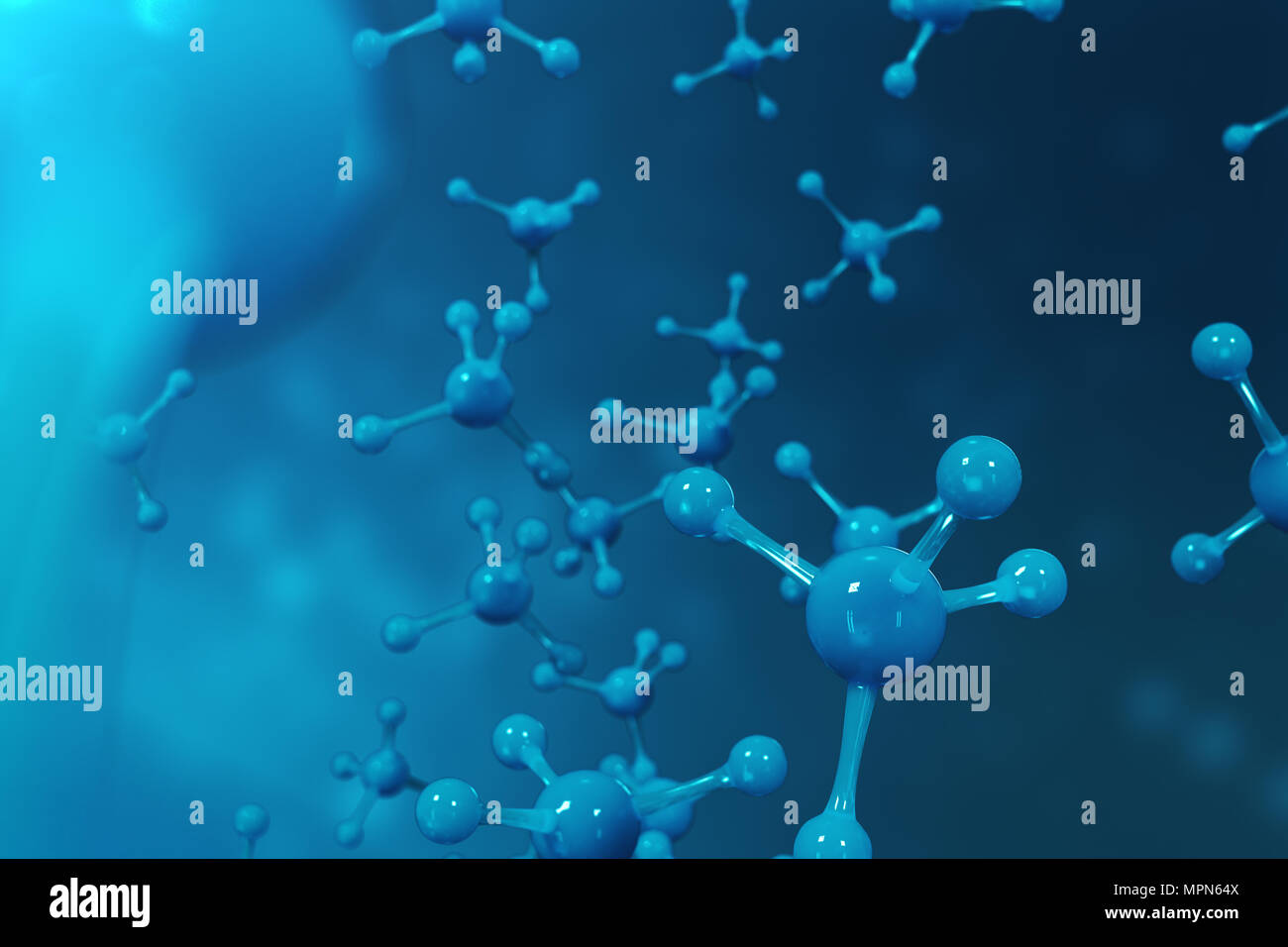 3D rendering molecole. Atomi bacgkround. Medico di fondo per banner o flyer. Struttura molecolare a livello atomico Foto Stock