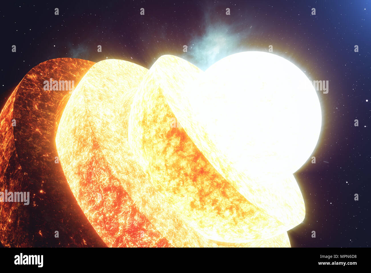 Struttura di massa di nucleo. Struttura di strati di terra. La struttura della crosta terrestre. Massa sezione trasversale nella vista dallo spazio. Gli elementi di questa immagine fur Foto Stock