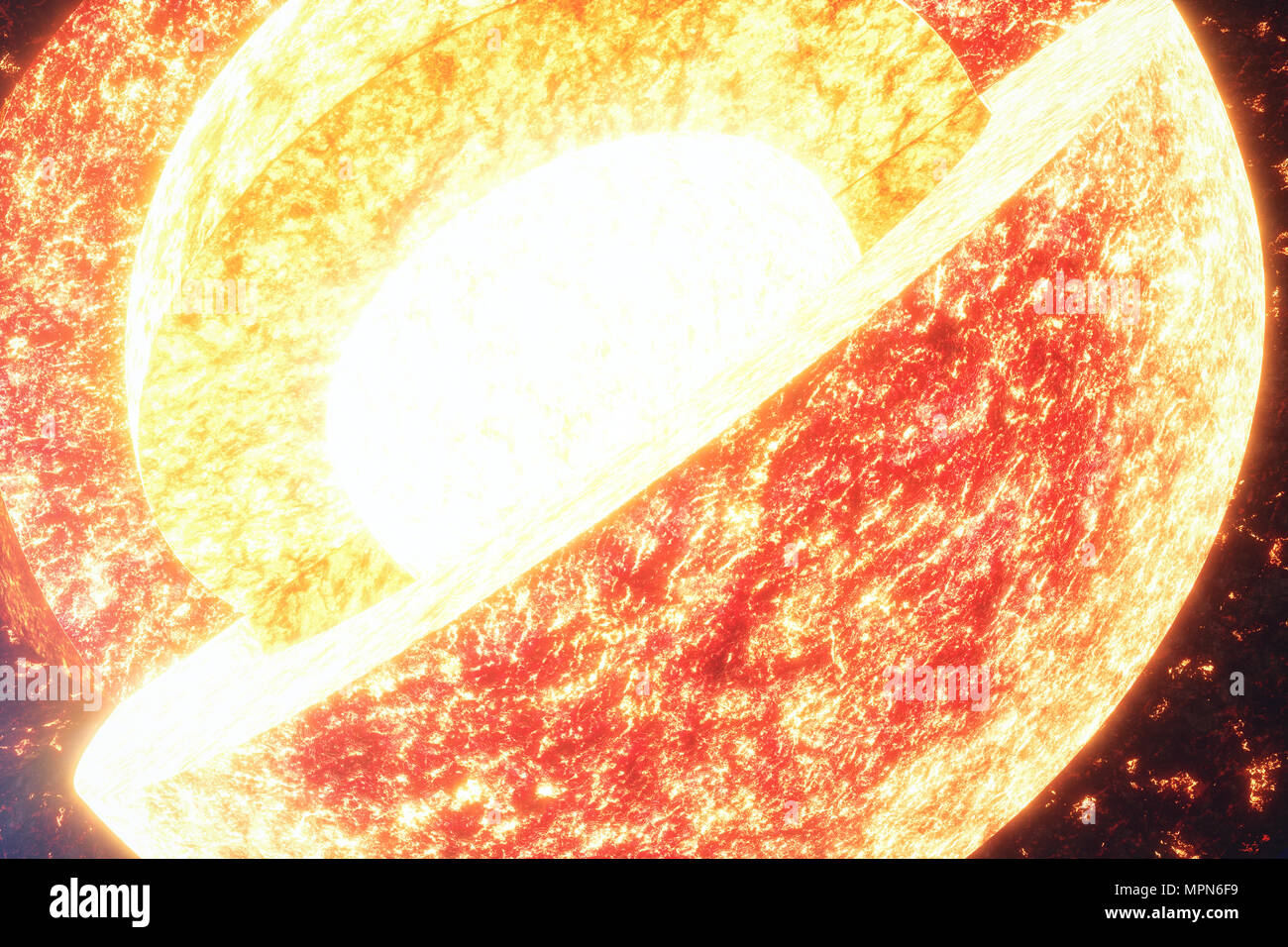 Struttura di massa di nucleo. Struttura di strati di terra. La struttura della crosta terrestre. Massa sezione trasversale nella vista dallo spazio. Gli elementi di questa immagine fur Foto Stock