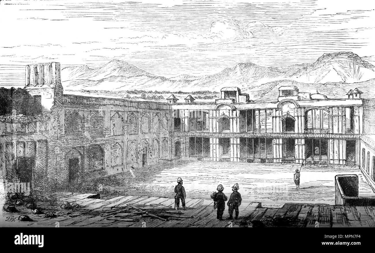 'Interno del British residenza, di Kabul, nome ancora in uso, guardando a sud', 1879 (c1880). Artista: sconosciuto. Foto Stock