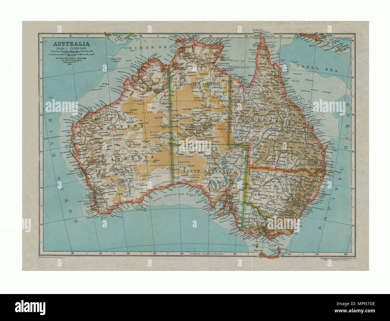 Mappa di Australia, c1910. Artista: Gabbiano Società di incisione. Foto Stock