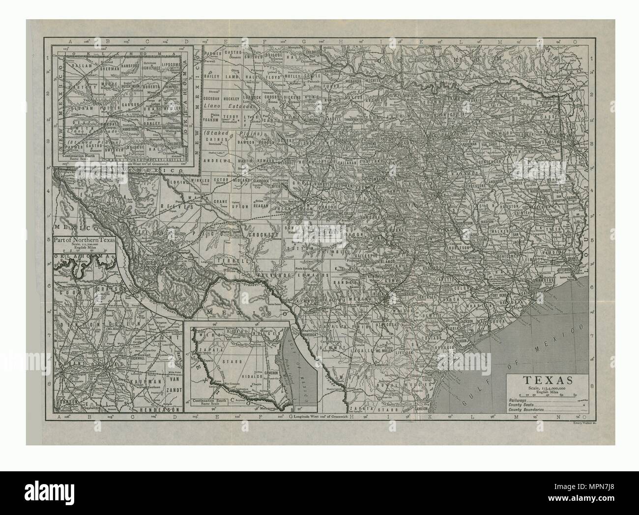 Mappa di Texas, Stati Uniti d'America, c1910s. Creatore: Emery Walker Ltd. Foto Stock