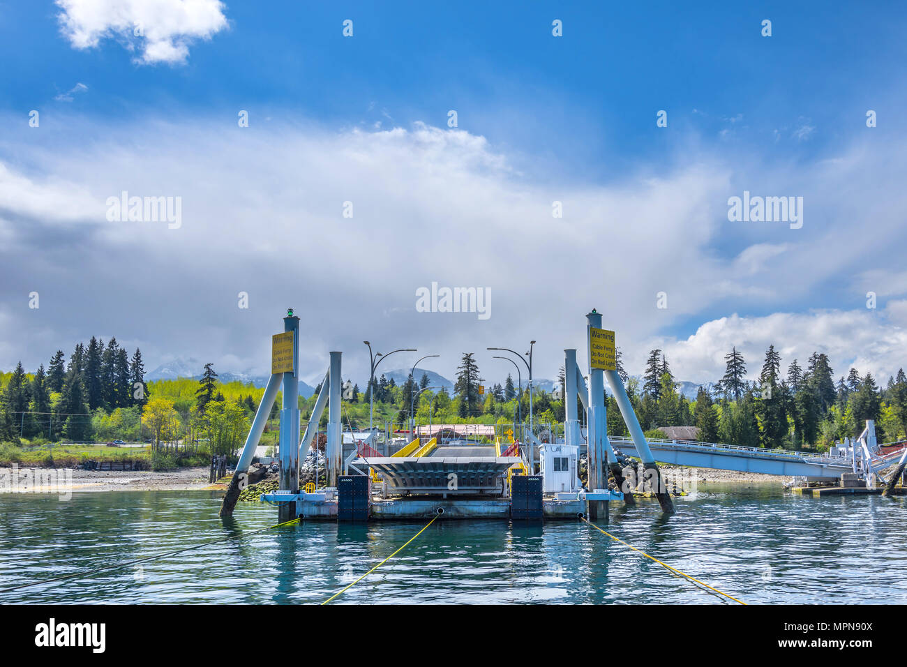 Pontile per Denman Island Ferry cavo - Buckley Bay, BC, Canada. Foto Stock