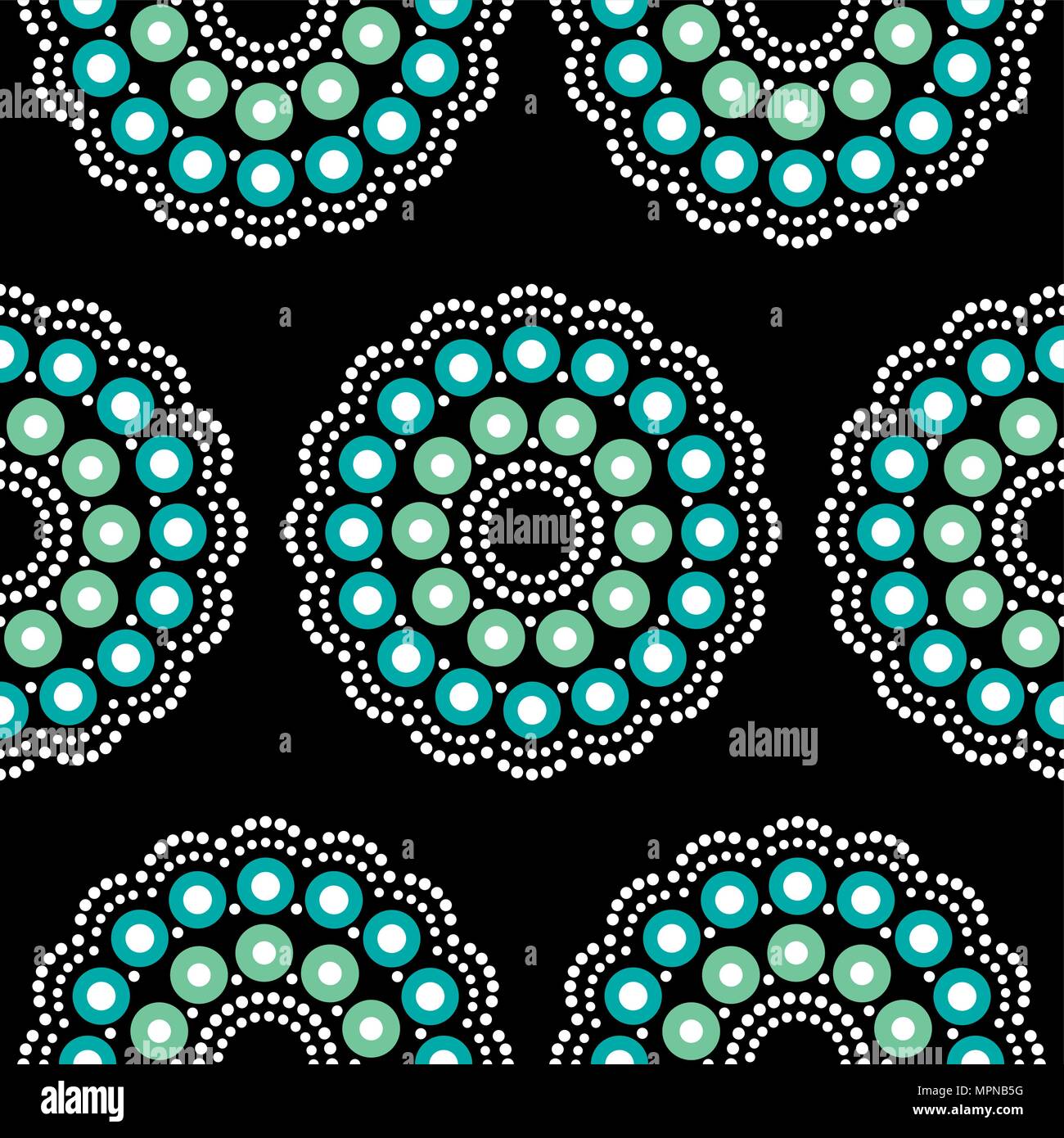 Mandala vettore boemo dot pittura pattern senza giunture, Aborigeni dot arte, retrò ripetitive folk design ispirato dalla tradizionale arte da Australia Illustrazione Vettoriale