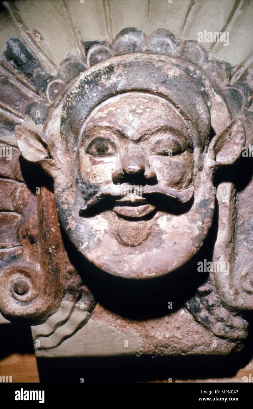 In terracotta etrusca antefissa, testa di sileno, dal santuario di Portonaccio, 6th-5secolo A.C. Artista: sconosciuto. Foto Stock