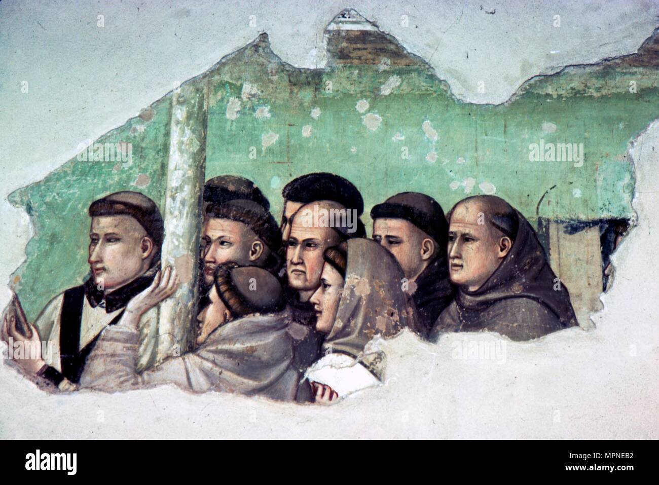 Dettaglio affresco di Giotto della vita di San Francesco, Santa Croce Firenze, inizi del XIV secolo. Foto Stock