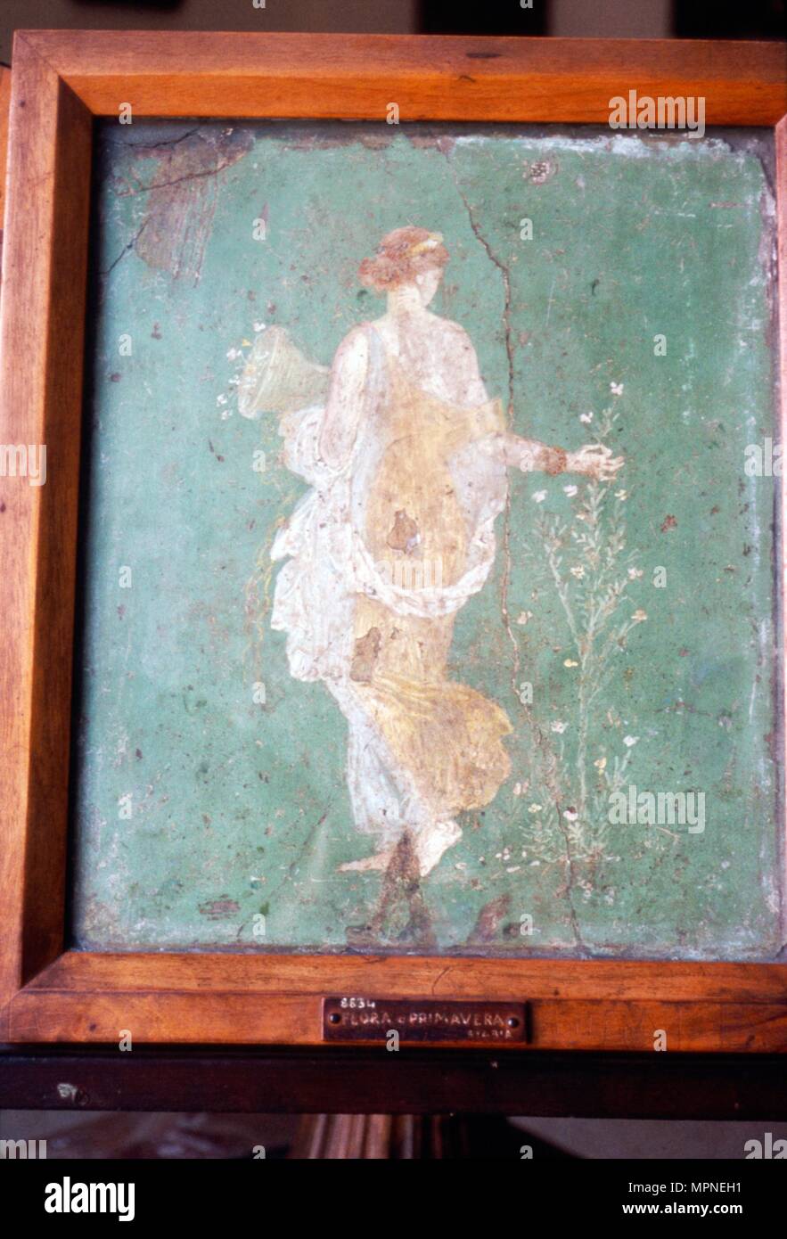 Flora o Primavera, muro romano la pittura da Pompei, C1o secolo. Artista: sconosciuto. Foto Stock