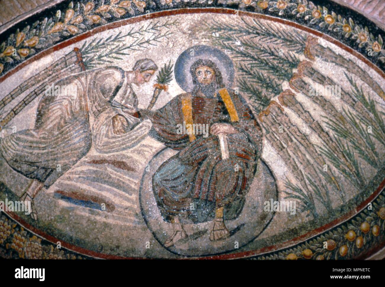 Cristo, assiso sul globo terrestre circondato da palme, Chiesa di Santa Costanza, Roma, c iv secolo artista: sconosciuto. Foto Stock