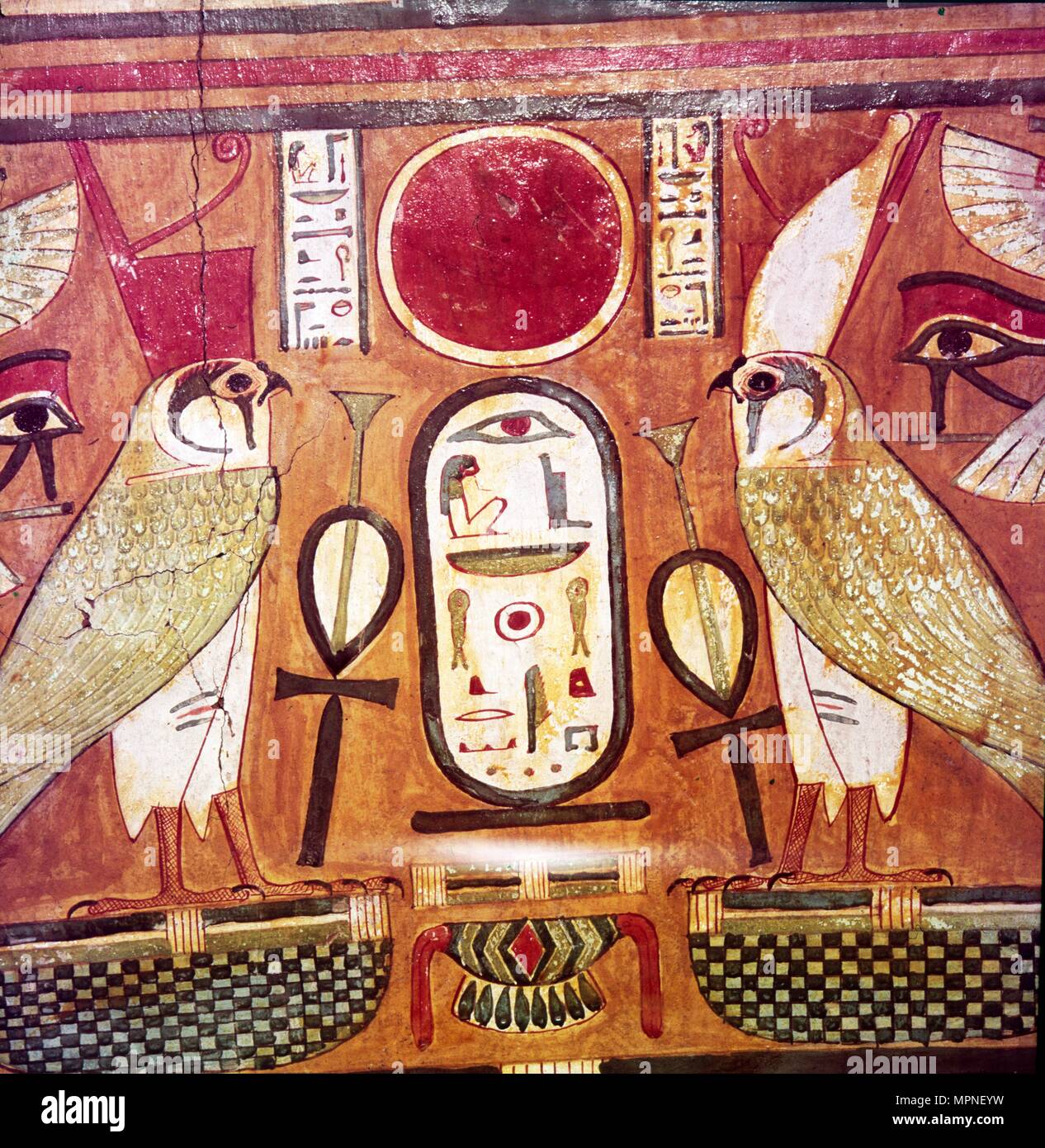 Dettaglio della bara egiziano di sacerdotessa di Amen-Ra, cartiglio di Osiride, C950BC-900BC. Artista: sconosciuto. Foto Stock