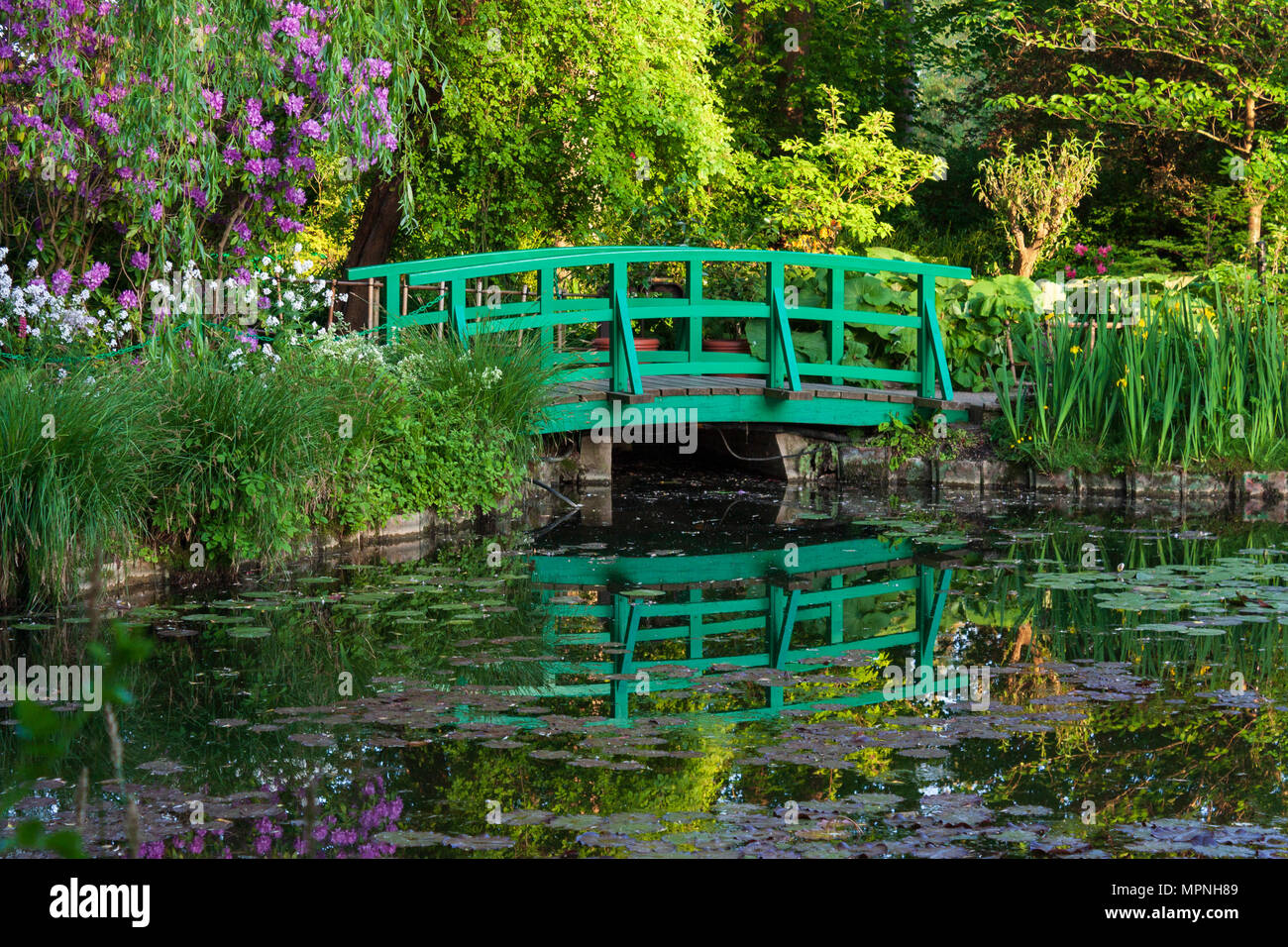Monet giardino acqua a Giverny, Normandia, Francia Foto Stock