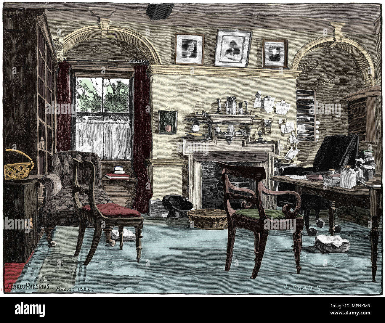 Darwin's studio a casa di Giù, la sua casa vicino a Beckenham, Kent, 1883. Artista: sconosciuto. Foto Stock
