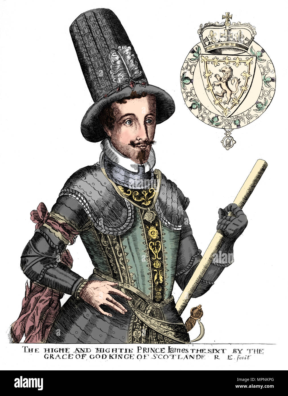 Giacomo I, re d'Inghilterra, in Scozia e in Irlanda. Artista: sconosciuto. Foto Stock
