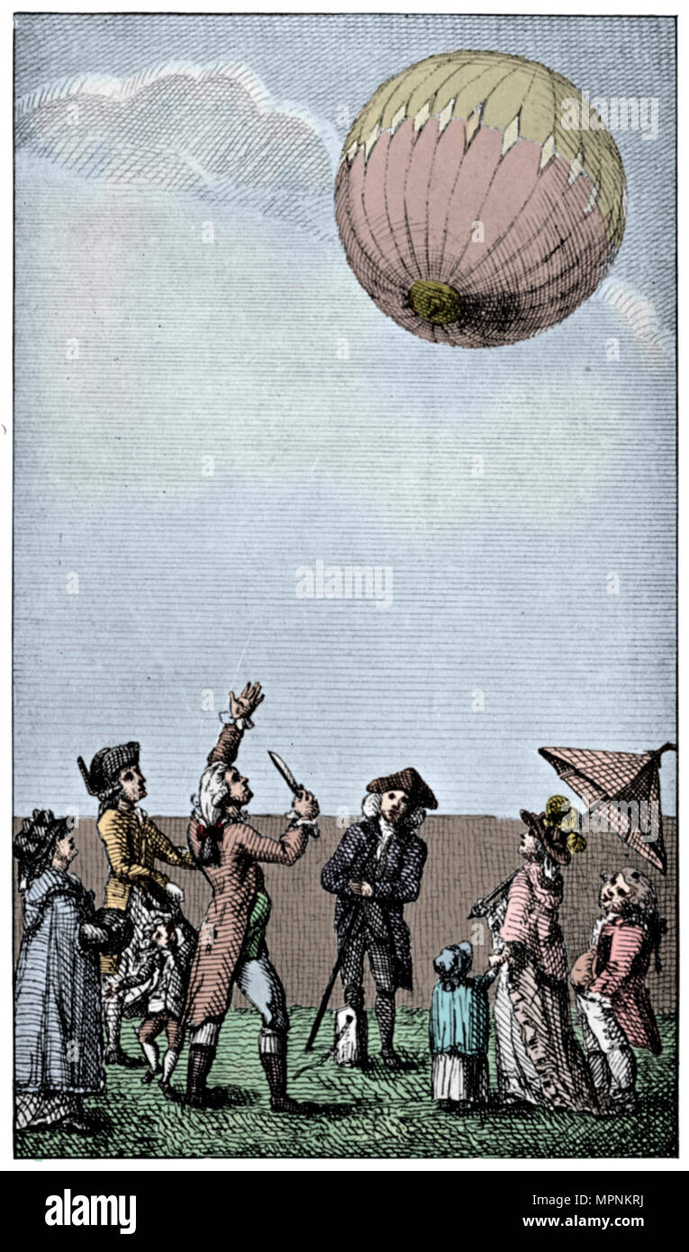 Ascensione di un palloncino Montgolfier, fine XVIII secolo (1910). Artista: sconosciuto. Foto Stock