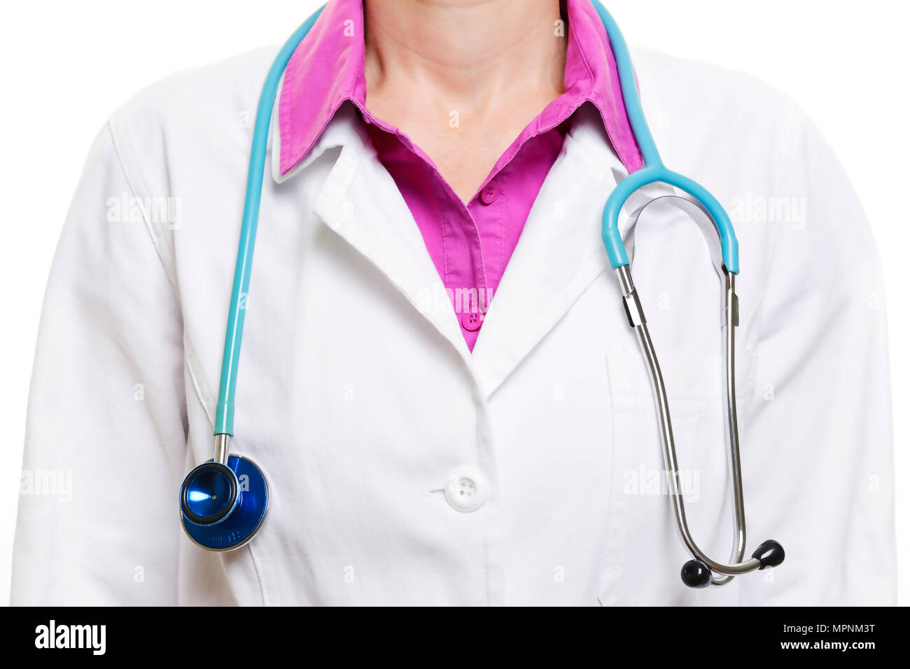 Medico e uno stetoscopio da vicino Foto Stock