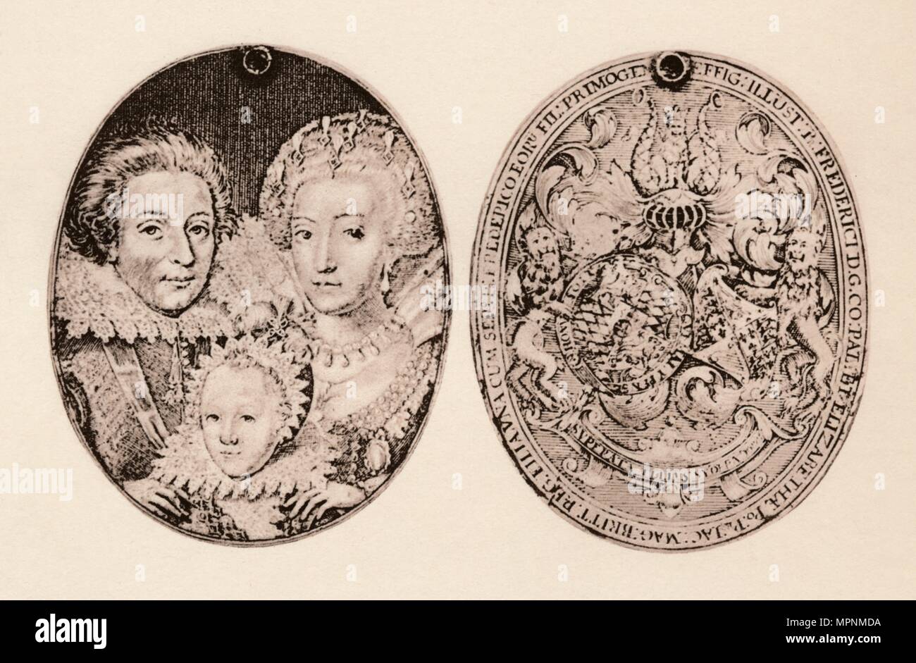 "Federico di Boemia, Elizabeth Stuart e il loro figlio, Frederick Henry', 1621, (1904). Artista: Daniel Mytens. Foto Stock