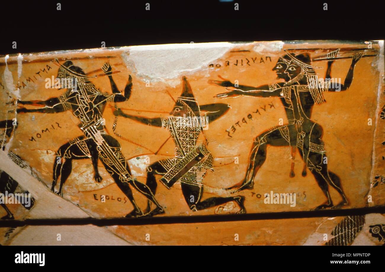 Dettaglio dal vaso François, Tomba Etrusca trovare, c6th secolo A.C. Artisti: Ergotimos, Kleitias. Foto Stock