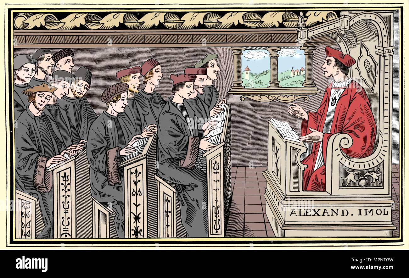 Un schoolhouse, XVI secolo (1849). Artista: sconosciuto. Foto Stock